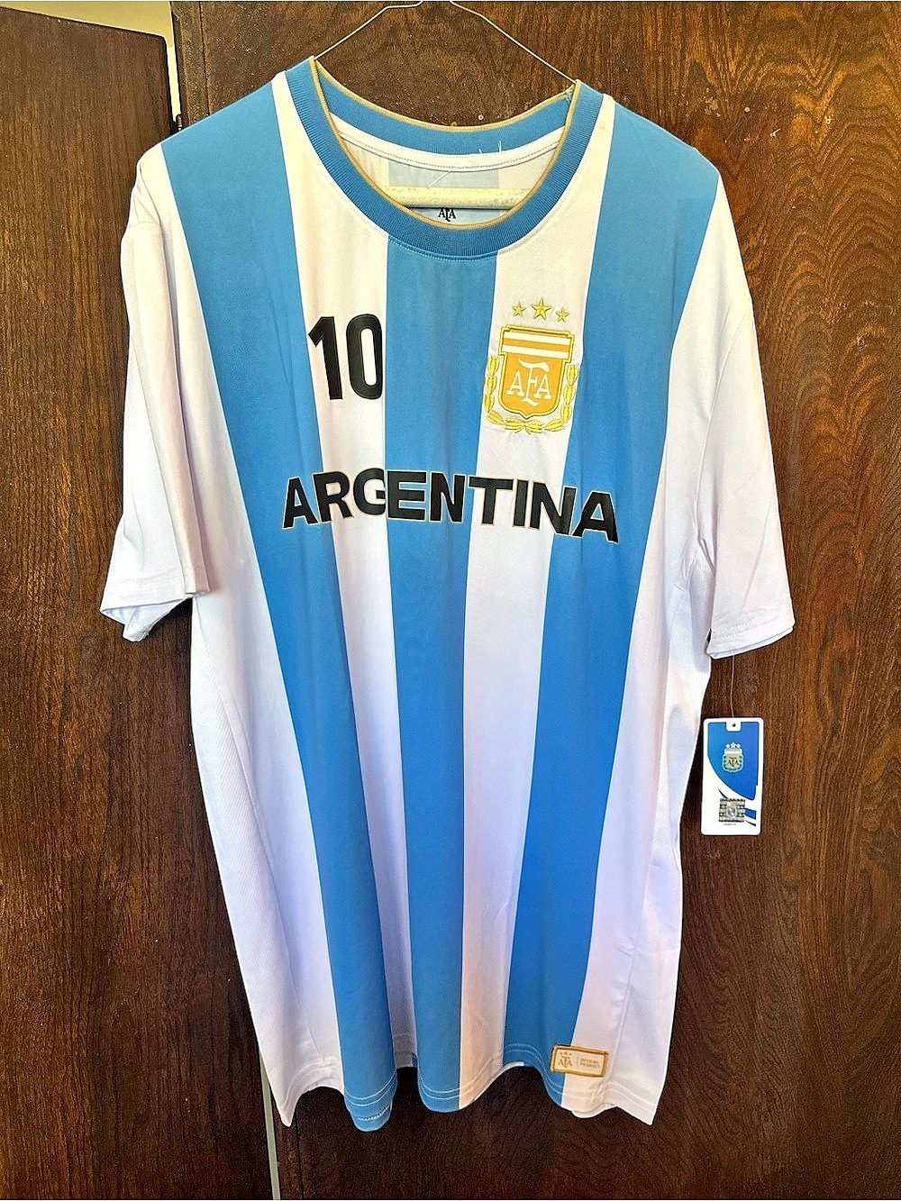 AFA Argentina Messi 10 Jersey Striped Messi Jersey in Blue & White Men’s XL NWT